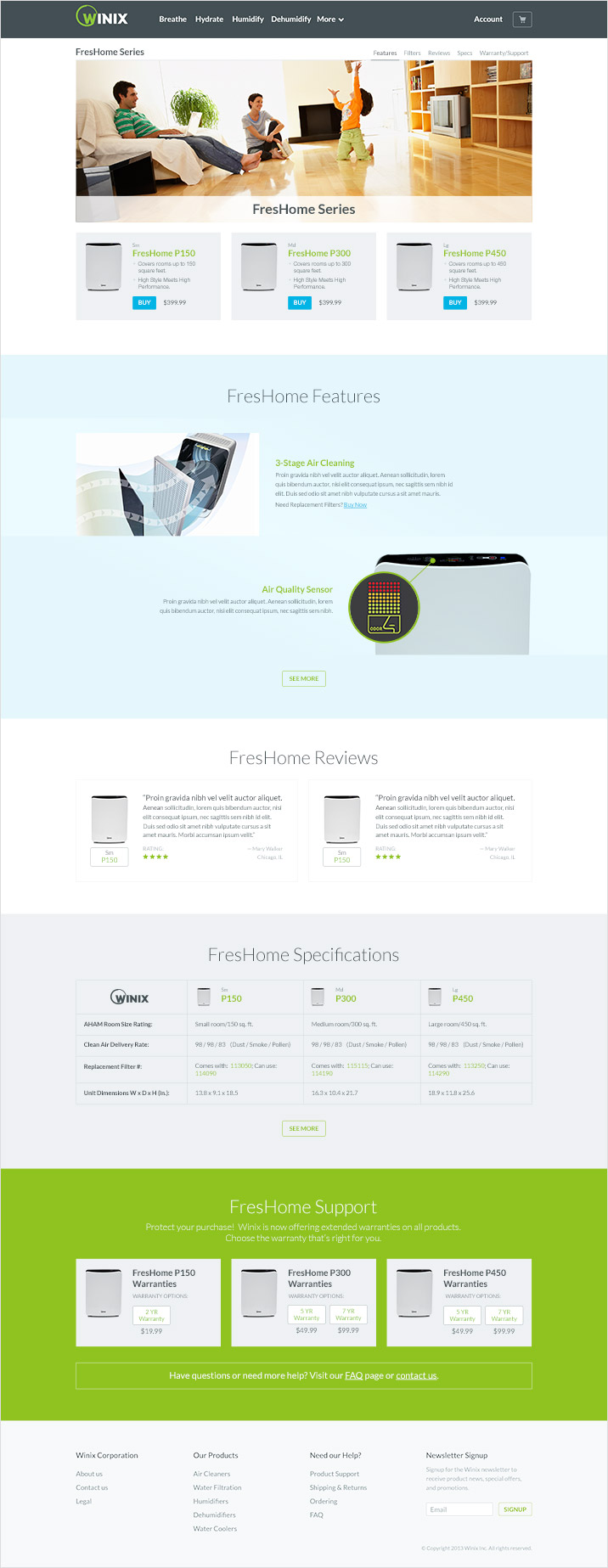 Winix webpage